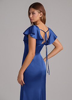 Azazie Elkie Bridesmaid Dresses Royal Blue Mermaid Square Neckline Stretch Satin Dress image7