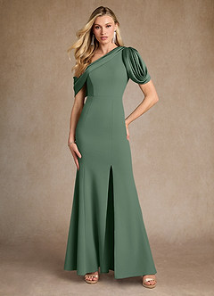 Azazie Paris vestidos de madre de la novia Vestido de Eucalipto de Crepé elástico de Sirena con Plisado image4