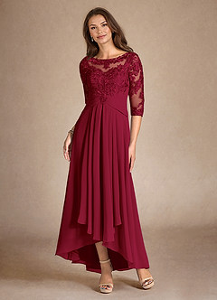 Azazie Marietta Mother of the Bride Dresses Burgundy A-Line Lace Dress image6