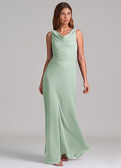 Azazie Nerine Brudtärnklänningar Klä av A-Linje i Chiffong Plisserad Agave image1