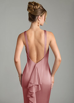 Azazie Tamera Bridesmaid Dresses Dusty Rose Mermaid Pleated Stretch Satin Dress image6