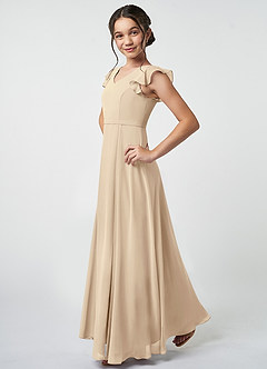 Azazie Claudine Junior Champagne A-Line Pleated Chiffon Dress image3