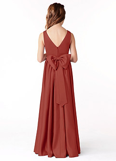 Azazie Hathaway Junior Terracotta A-Line Bow Matte Satin Dress image2