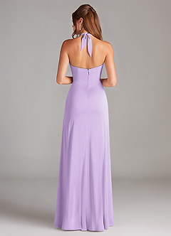 Azazie Elliana Bridesmaid Dresses Lilac A-Line Side Slit Stretch Satin Dress image6