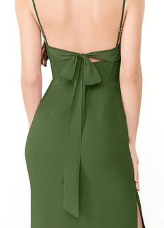 Azazie Mai Bridesmaid Dresses Olive Sheath Pleated Chiffon Dress image6