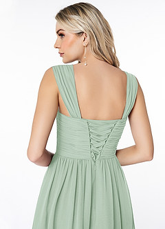 Azazie Angie Bridesmaid Dresses Agave A-Line Corset Chiffon Dress image3