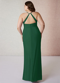 Azazie Becca Bridesmaid Dresses Dark Green Sheath V-Neck Chiffon Dress image8