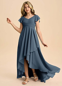 Azazie Caria Junior Neptune A-Line Pleated Chiffon Dress image1