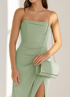 front Matchende farve matte satin sandaler med blokhæl og kuvertclutch sæt