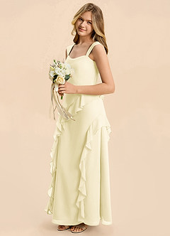 Azazie Sloane Junior Lemon Sorbet A-Line Sweetheart Neckline Chiffon Dress image1