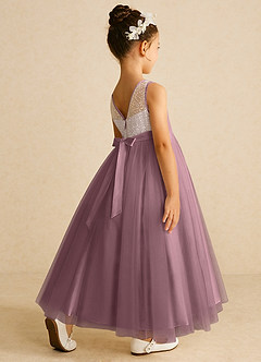 Azazie Tay Flower Girl Dresses Vintage Mauve A-Line Sequins Tulle Dress image5