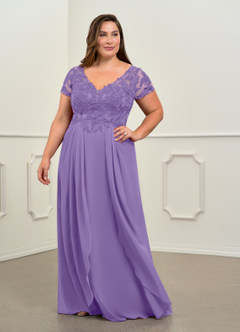 Azazie Dunja Mother of the Bride Dresses Tahiti A-Line V-Neck Lace Chiffon Dress image9