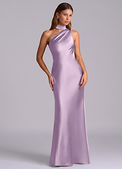 Azazie Seona 신부 들러리 드레스 인어 한쪽 어깨 스트레치 새틴 바닥 길이 드레스 image7