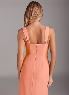 Azazie Denice Bridesmaid Dresses Sunset Sheath Pleated Chiffon Dress image8