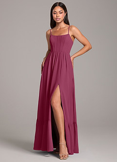 Azazie Kailee Bridesmaid Dresses Mulberry A-Line with Pockets Chiffon Dress image5