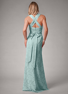Azazie Luci Robes de demoiselle d'honneur Robe Sirène Convertible en Blumen-Burnout Plissée Brume image2