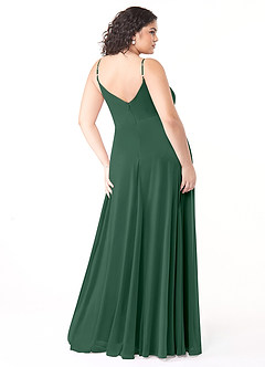 Azazie Evalin Bridesmaid Dresses Dark Green A-Line V-Neck Pleated Mesh Dress image8