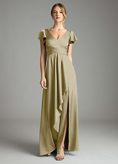 Azazie Omari Bridesmaid Dresses Moss Green A-Line Stretch Satin Dress image3