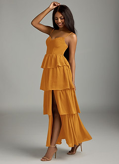 Azazie Kaiden Bridesmaid Dresses Butterscotch A-Line Sweetheart Neckline Chiffon Dress image4
