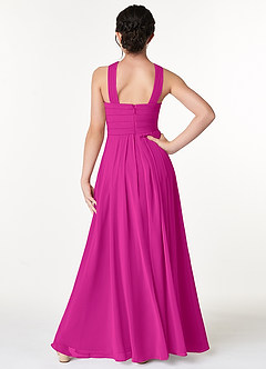 Azazie Kaleigh Junior Fuchsia A-Line Pleated Chiffon Dress image2