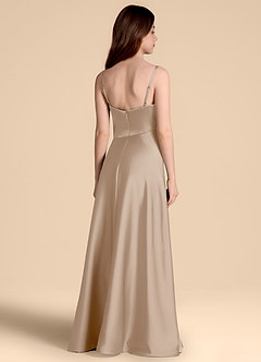 Azazie Prisha Junior Linia A Pofałdowany Satyna elastyczna Długość podłogi Młodsza druhna Sukienka image2