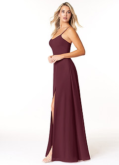 Azazie Moira Brautjungfernkleider A-Linie Schaufel Chiffon Kleid Cabernetrot image3