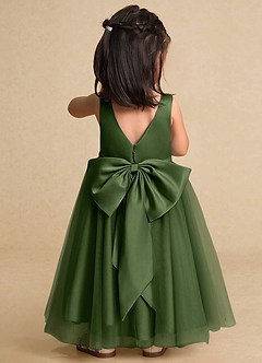 Azazie Marybell Olive A-line Bow Tulle Dress 