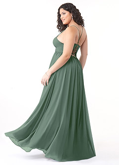 Azazie Aaida Bridesmaid Dresses Eucalyptus A-Line Corset Chiffon Dress image10