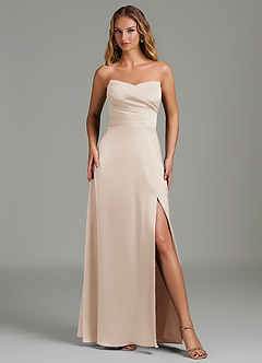 Azazie Niveah Bridesmaid Dresses White Alabaster A-Line Strapless Stretch Satin Convertible Dress image2