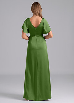 Azazie Ambrosia Vente finale Robe Trapèze en Satin extensible Plissée Agave image3