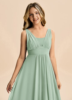 Azazie Odette Junior Vestido de Agave de Gasa de Corte en A con Escote de Corazón image2