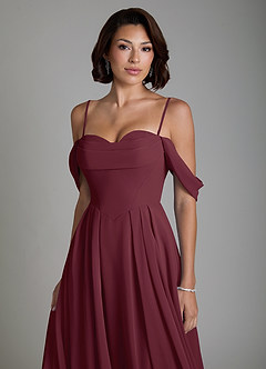 Azazie Loisa Brautjungfernkleider Wandelbar A-Linie Korsett Chiffon Kleid Cabernetrot image3