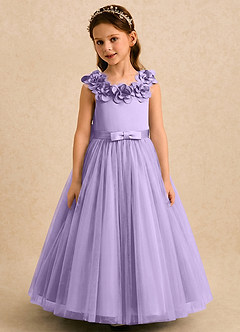 Azazie Eden Robe Demoiselle D'honneur Fillette Robe Princesse en Tulle Plissée Lilas image4