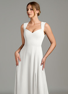 Azazie Gwendolyn Robes de demoiselle d'honneur Robe Trapèze en Mousseline de soie Encolure en Forme de Cœur Blanc image6