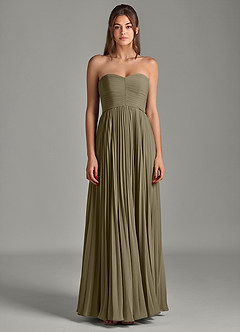 Azazie Chiana Abiti da Damigella Abito A-Line in Chiffon Senza Cinturino Willow Green image5
