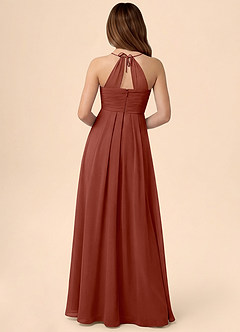 Azazie Ginny Junior Jurk van Chiffon met A-Lijn Geplooid Kastanjebruin image4