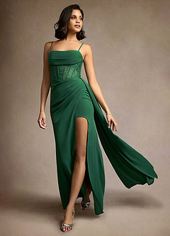 long dress green color Dark With Belt, Viscose Slit Dress, Bridesmaids Dress, Wedding Guest Dress, Summer Dress, Evening Dress, Formal Dress lined dress that can be relied upon by wedding guests My Whole Heart Emerald Green