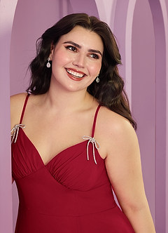 Barbie ♥ Azazie Bridesmaid Dresses Scarlet A-Line with Pockets Chiffon Dress image10