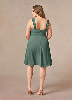 Azazie Olivia Mother of the Bride Dresses Sea Moss A-Line Square Neckline Pleated Chiffon Dress image11