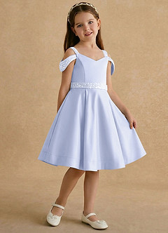 Azazie Judi Flower Girl Dresses Lavender A-Line Matte Satin Dress image4