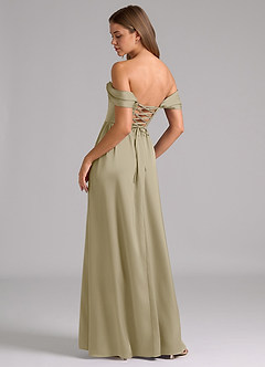 Azazie Hattie Bridesmaid Dresses Moss Green A-Line Corset Stretch Satin Dress image2