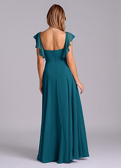 Azazie Leilani Bridesmaid Dresses Ink Blue A-Line Pleated Chiffon Dress image2