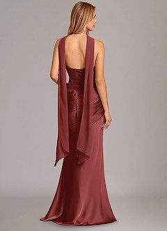 Azazie Pelagia Brautjungfernkleider Wandelbar Meerjungfrau-Linie Korsett Stretch-Satin Kleid Terrakotta image4