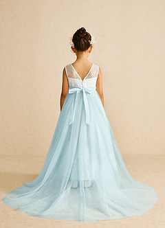Azazie Tay Flower Girl Dresses Sea Glass A-Line Sequins Tulle Dress image2