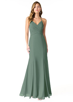 Azazie Carolina Bridesmaid Dresses Eucalyptus Mermaid Ruched Chiffon Dress image1