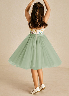 Azazie Jollie laatste Uitverkoop A-Lijn Jurk van Tule Spaghetti Bandje Stoffige Salie image2