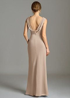 Azazie Kieryn Robes de demoiselle d'honneur Robe Sirène en Mousseline de soie Plissée Taupe image2