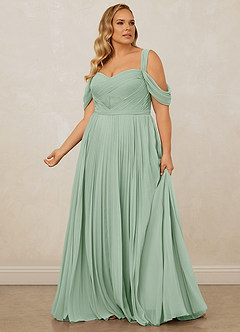 Christian Siriano Bridal for Azazie 1013 Bridesmaid Dresses Agave A-Line Off the Shoulder Chiffon Dress image13