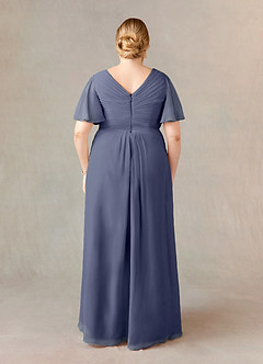 Azazie Morning Glory Kleider für die Brautmutter A-Linie V-Hals Gerüscht Chiffon Kleid Sturm image6