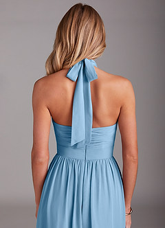 Azazie Avary Bridesmaid Dresses Steel Blue A-Line Pleated Chiffon Dress image7